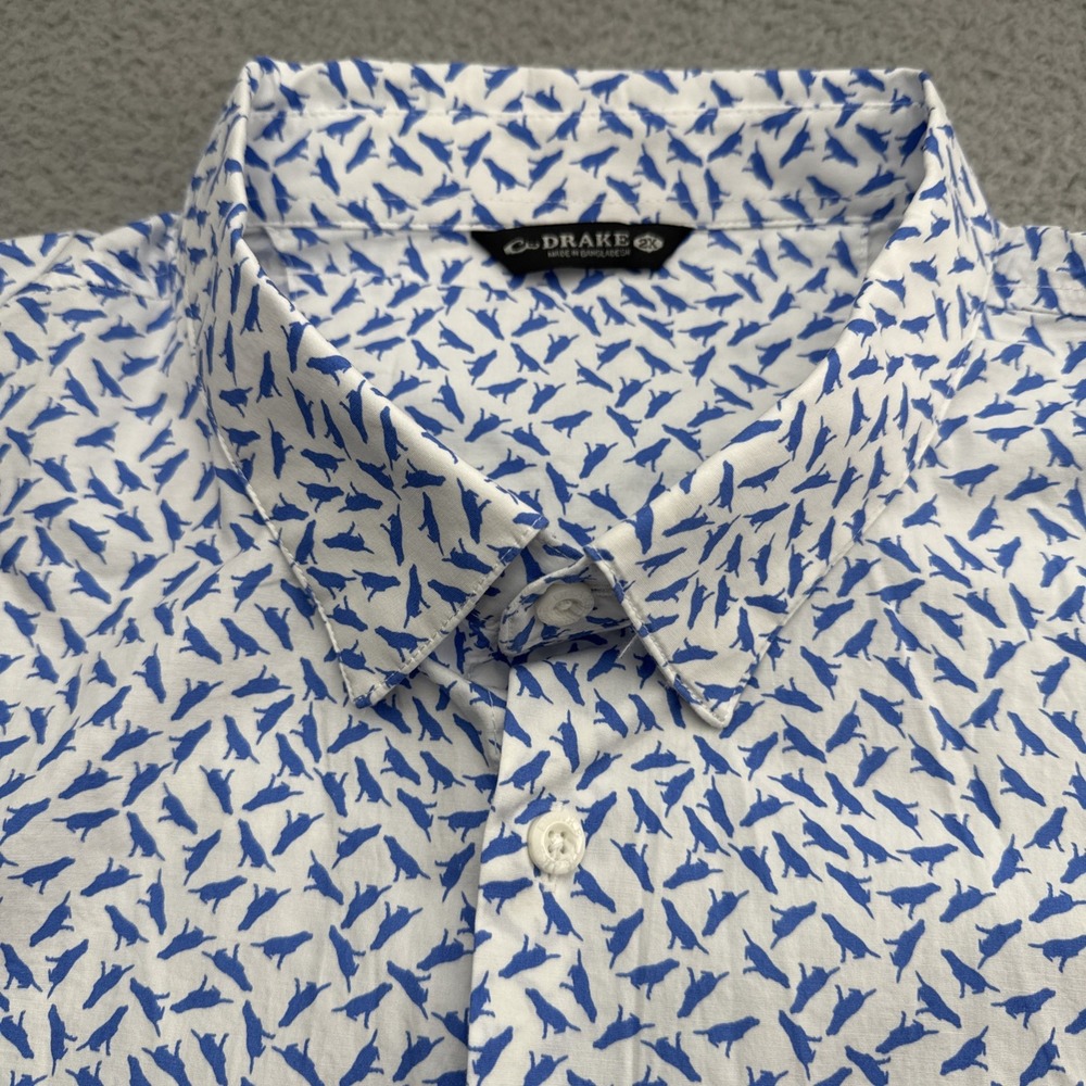 Drake Clothing Co. Shirt Mens XXL White S/S Vented Retrievers Labs Dogs Casual